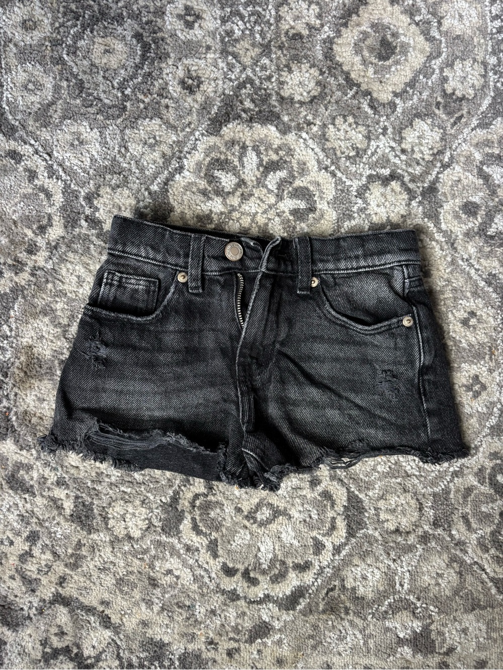 Girls Zara Black Distressed Denim Shorts